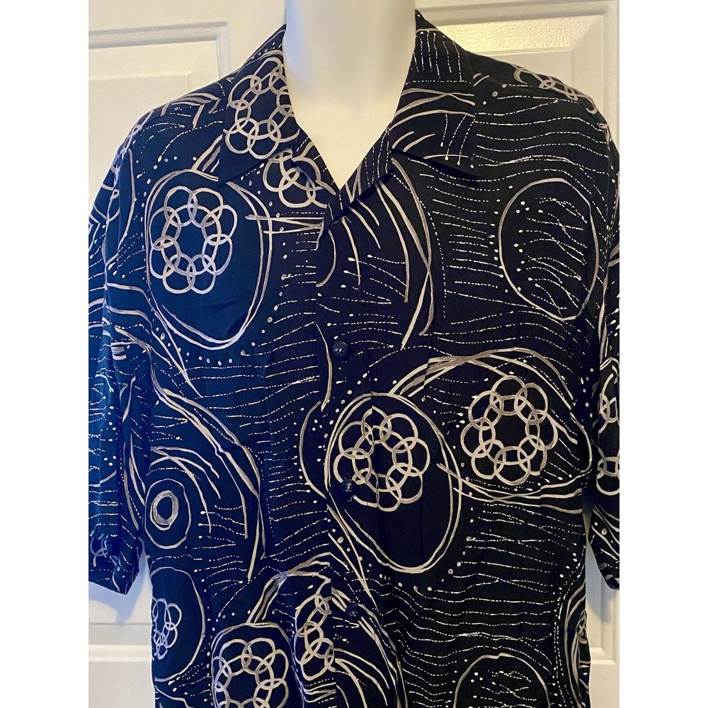 Smash Brand Mens Sz‎ M Medium Button Down Hawaiian Shirt Black/ White